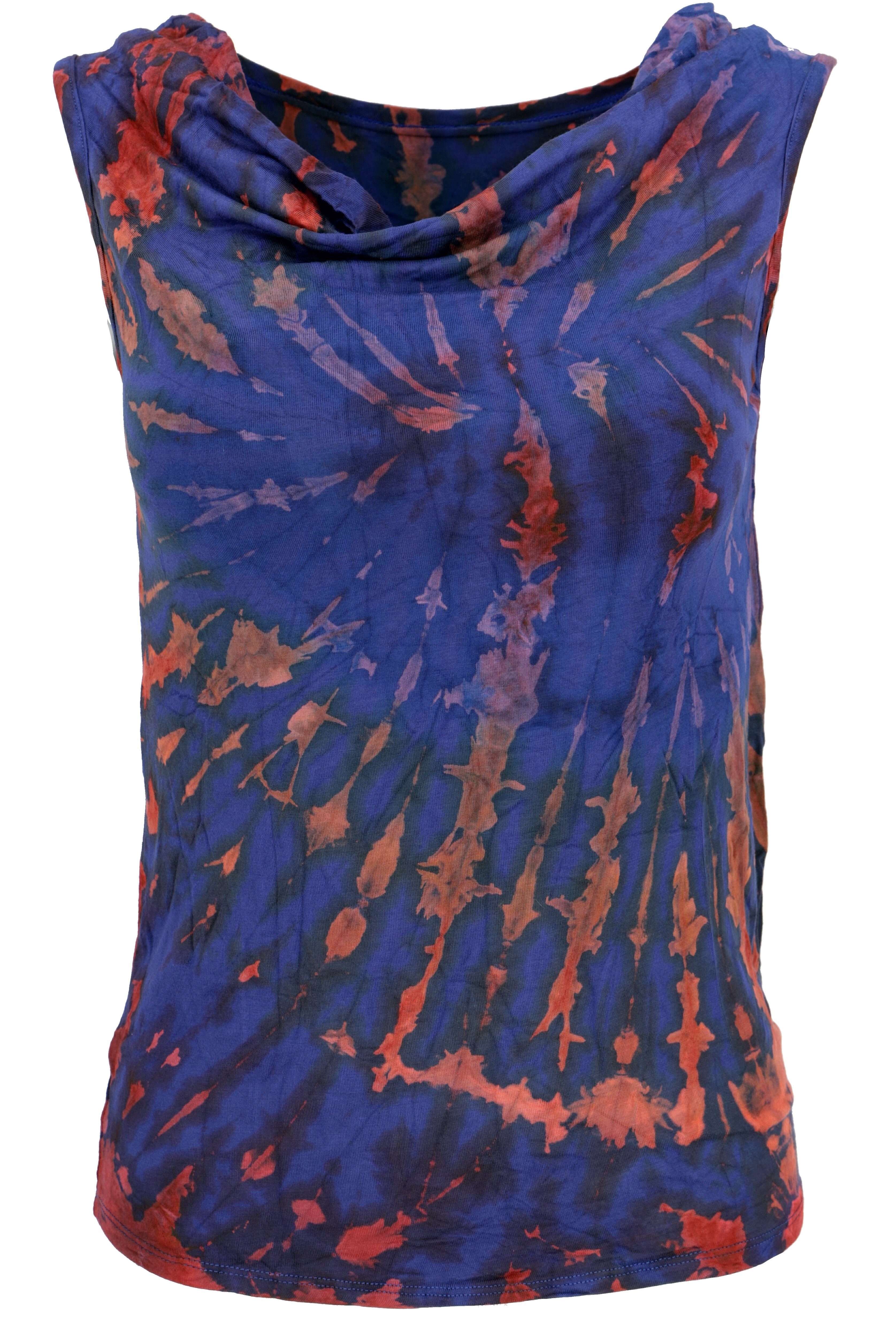 Guru-Shop T-Shirt Batik Top, Unikat Tie Dye Top mit.. Festival, Ethno Style, Hippie, alternative Bekleidung