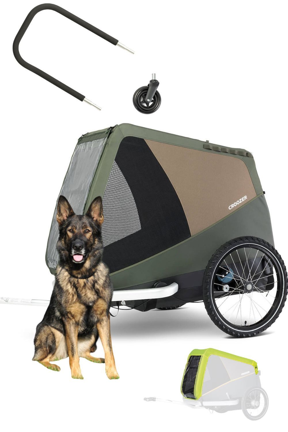 Croozer Fahrradhundeanhänger Dog Tammo Flex & Go Bundle (inkl. Buggyset und Regenverdeck)