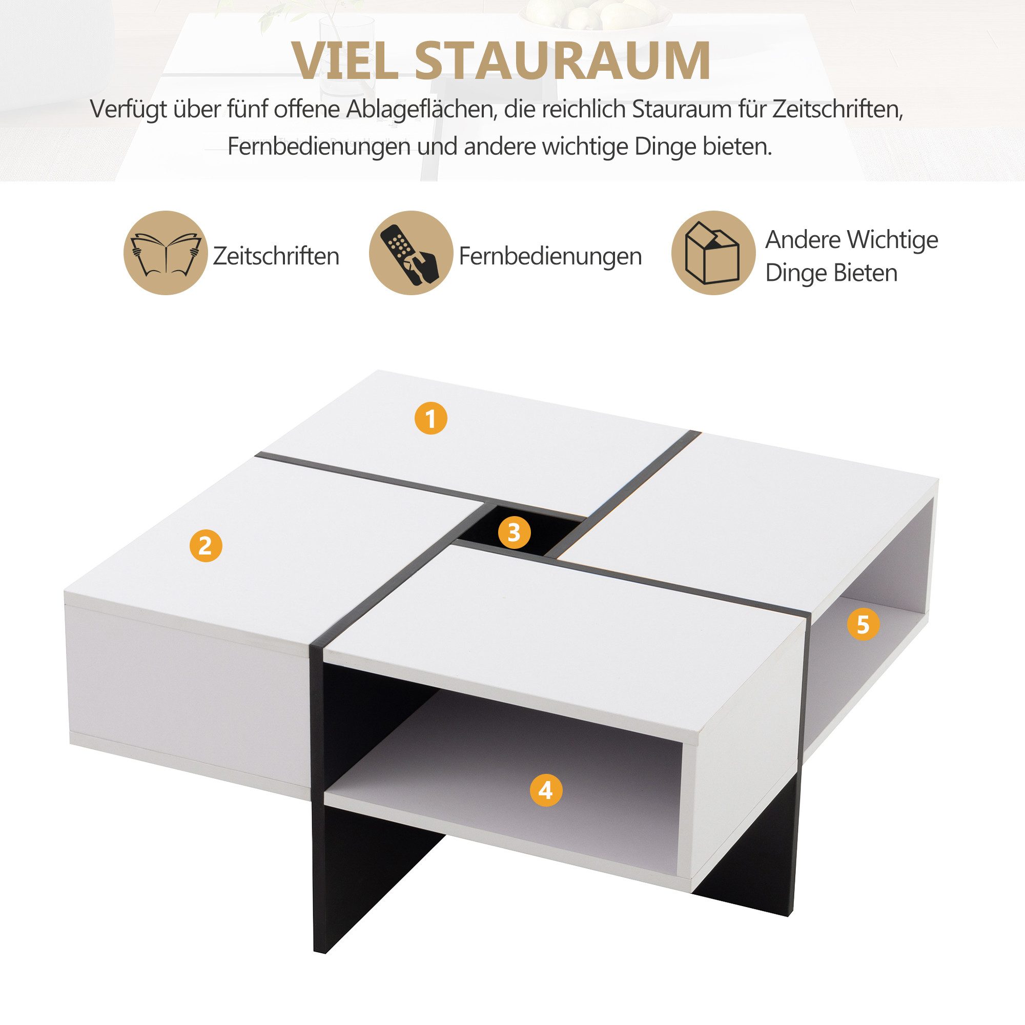 Merax Couchtisch mit Patchwork Design, Beistelltisch günstig online kaufen