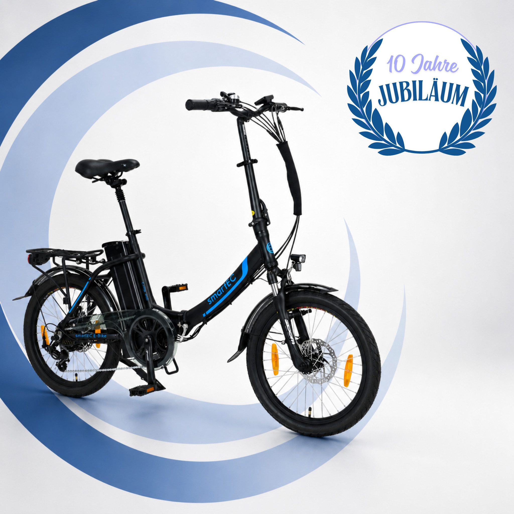 smartEC E-Bike Klapprad 20 Zoll E-Faltrad Camp-20D Pedelec Schwarz smartEC, 7 Gang Shimano Tourney Schaltwerk, Kettenschaltung, Hinterrad-Nabenmotor, 562.00 Wh, (1 Paket, 6 tlg., Akku mit Ladegerät, Akku mit Schlüssel, mit Werkzeug), Damen/Herren Unterstützung 25 km/h Anfahrhilfe Scheibenbremse StVZO