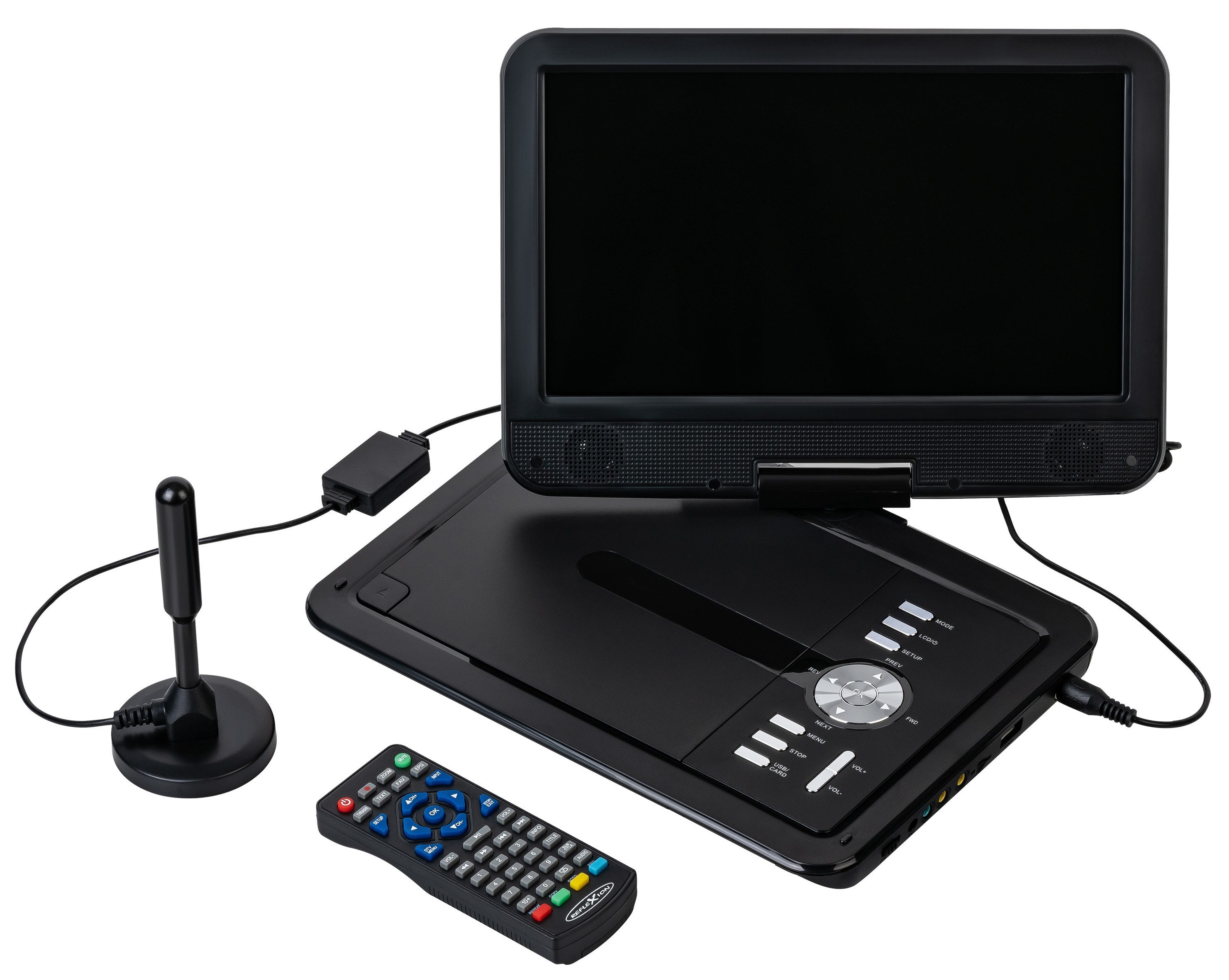 Reflexion DVD1025 Portabler DVD-Player (DVB-T2 HD Tuner, integrierter Akku, 12V Auto Adpater, PVR-Aufzeichnung) – Bild 5 von 5