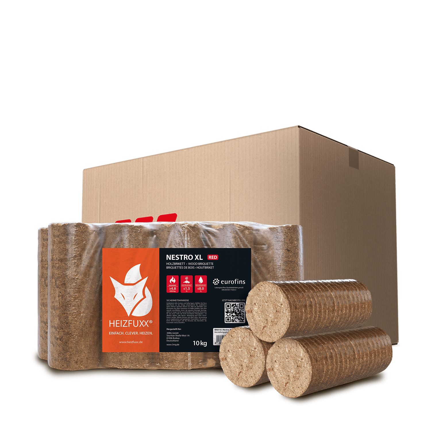 HEIZFUXX Holzbriketts Nestro XL Red, 20 kg, (Palette, 2-St)