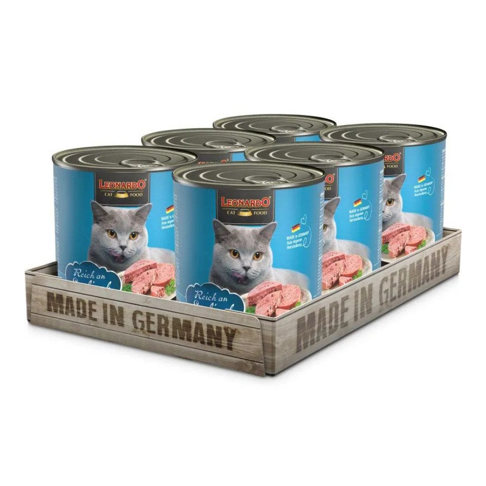 Leonardo Catfood Seefisch - hochwertiges Nassfutter ohne Getreide & Zuckerzusatz 6x800g, Nassfutter für: Katzen