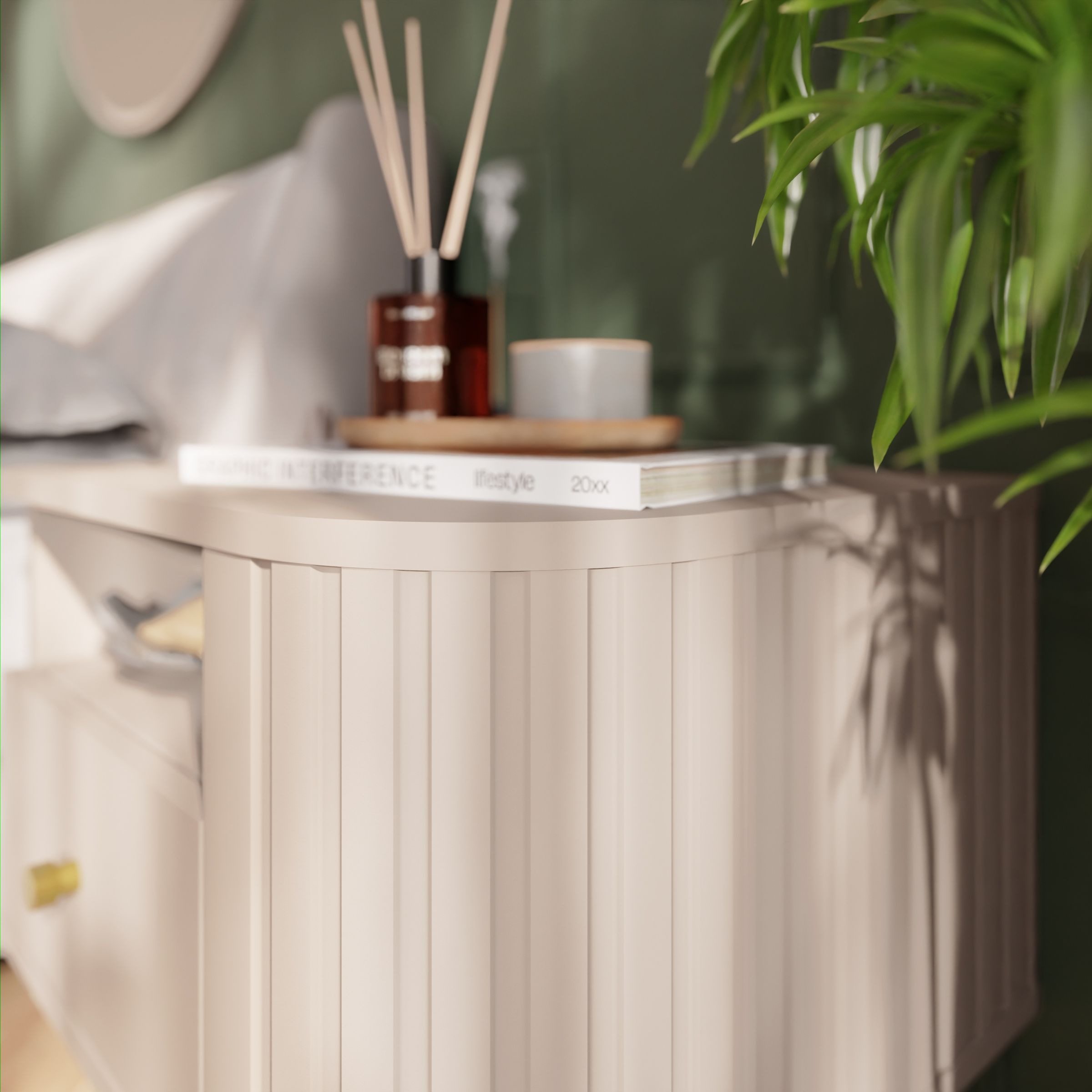 Küchen-Preisbombe Nachtschrank Ovalio Typ 801 Nachttisch 48 cm Schlafzimmer Konsole Anrichte Modern – Bild 4 von 5