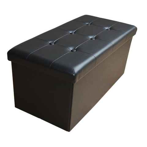 style home Sitzbank faltbare Sitzhocker mit Stauraum (Aufbewahrungsbox mit Deckel, gepolstert Sitzwürfel Fußhocker, Sitztruhe aus Kunstleder), für Wohnzimmer Schlafzimmer 76x38x38cm Schwarz