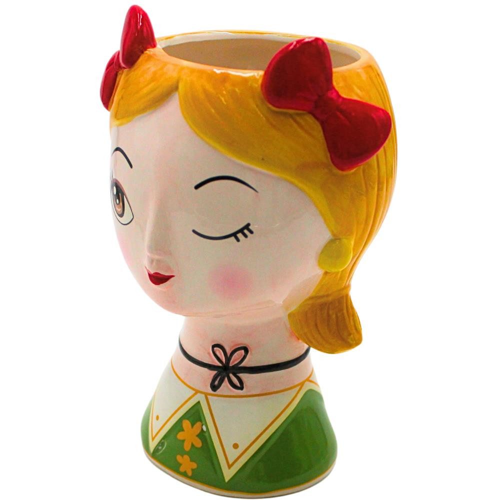 Dekohelden24 Dekovase Keramik Vase mit Gesicht und Schleife, Blumenvase,Übertopf, Pflanztopf (1 Vase, 1 St)