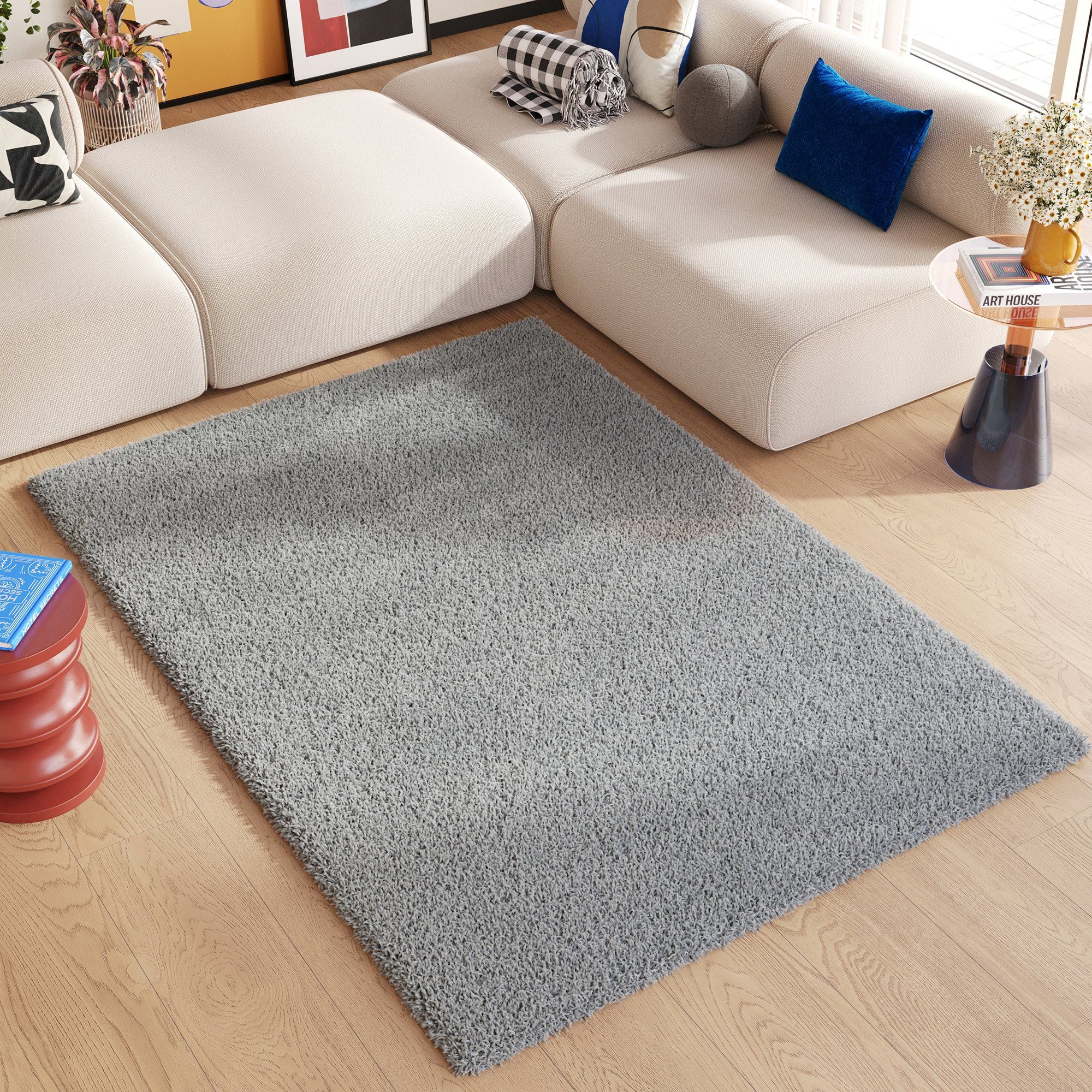 Tapiso Hochflor-Teppich ESSENCE, rechteckig, Höhe: 40 mm, Wohnzimmer, Schlafzimmer, weich, modern Design, einfarbig