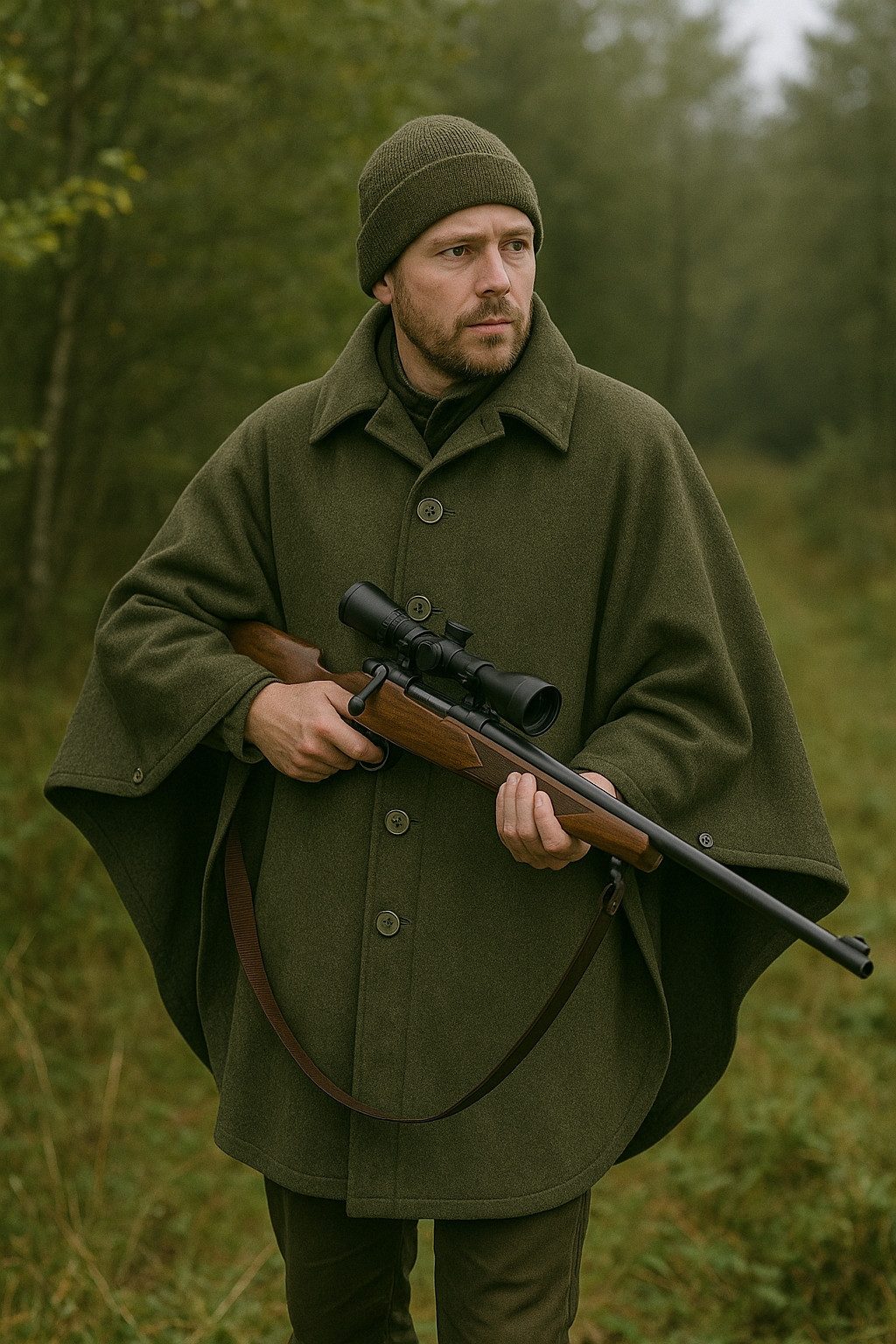 Hubertus® Hunting Regenponcho Lodenkotze Wetterfleck aus Loden Jagdponcho Überwurf von Oefele Jagd
