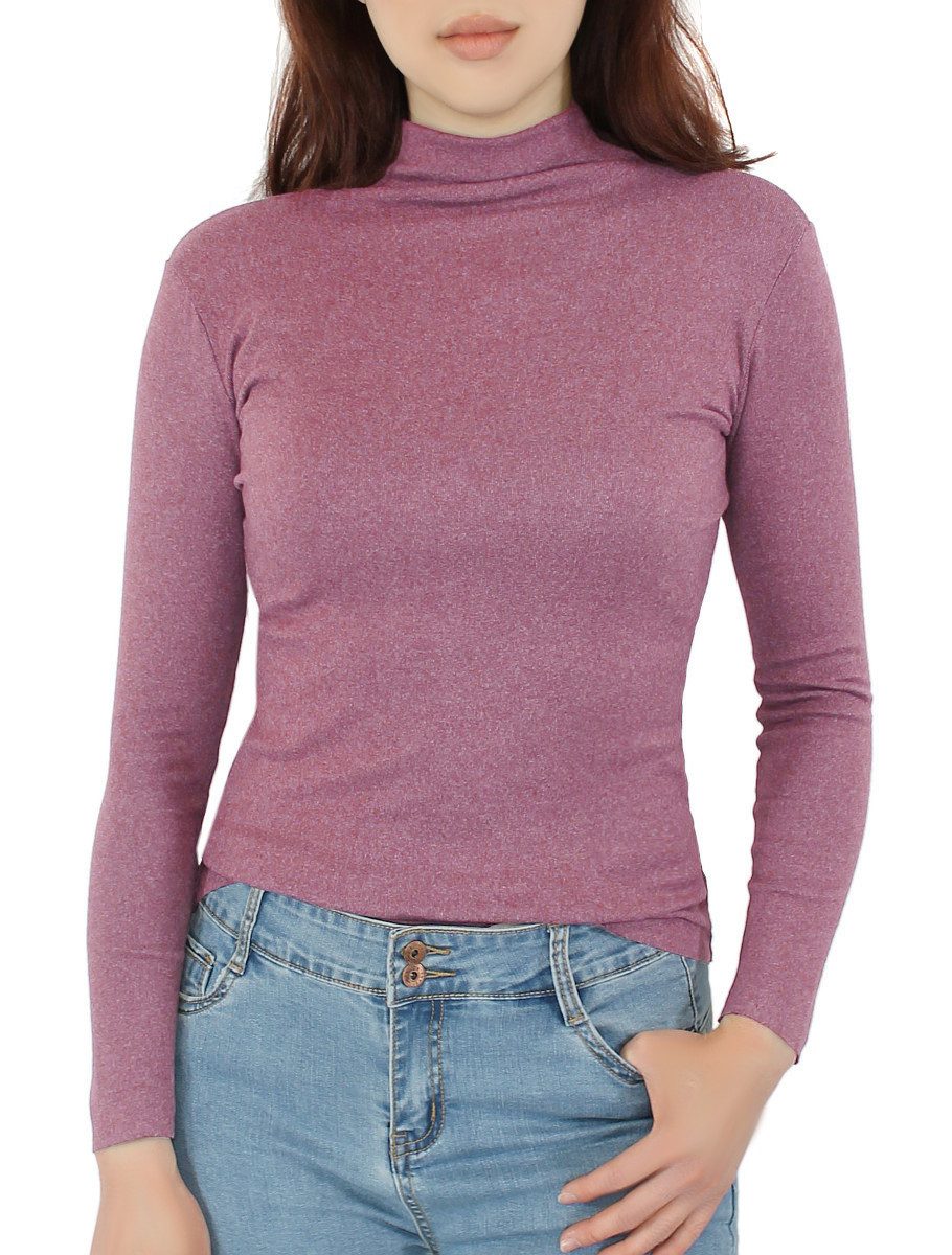 dy_mode Rollkragenshirt Damen Langarmshirt mit kurzem günstig online kaufen