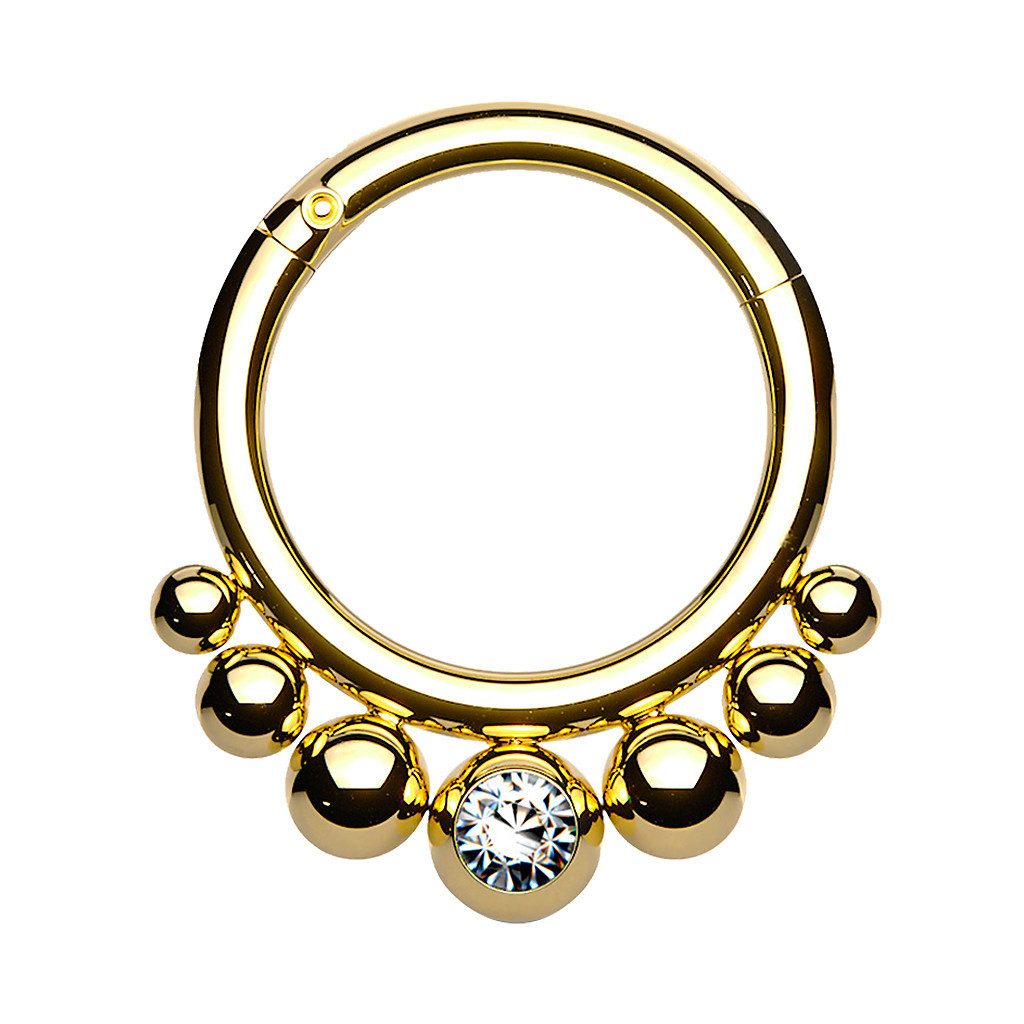 Nasenpiercing Septum Nasen Piercing Ring Segment Scharnier Kristall Kugel Gold