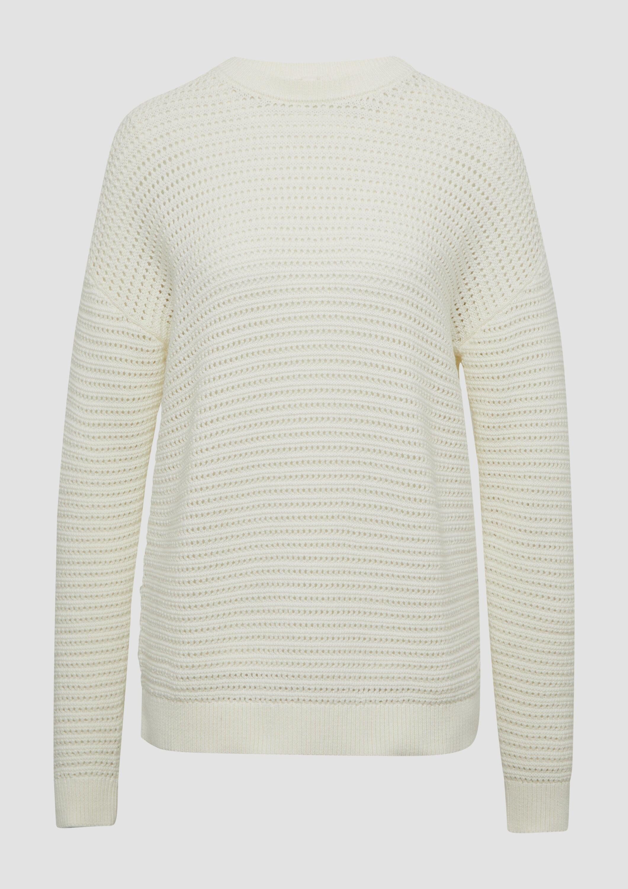 QS Longpullover Strickpullover Unisex Pullover mit Ajourmuster