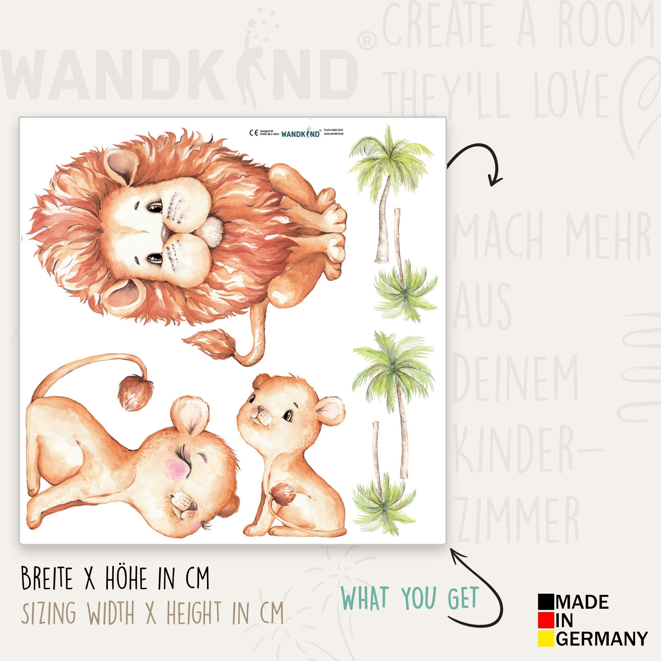 WANDKIND Wandtattoo Löwenfamilie V373 (Löwe), Wieder ablösbar