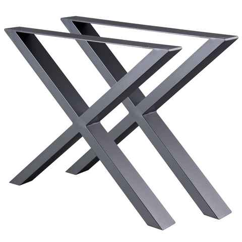 Zelsius Tischbein Tischkufen "X" 2er Set (B)60x(H)72 cm, Metall Tischbeine, grau