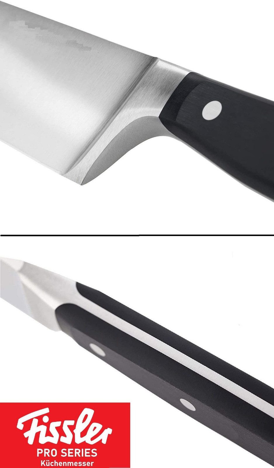 Fissler Messer-Set Profi Küchenmesser Kochmesser Fleischmesser Brotmesser Sushimesser (rostfrei, vernietete Griffe, Spülmaschinenfest, Gemüsemesser, Messer, gehärtete Spezialklingen, extra scharf), Messerset, Küchenmesser Fleischmesser, Allzweckmesser Sushi Messer