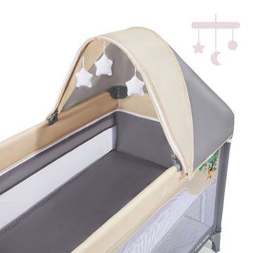 Moby-System Baby-Reisebett Kinderreisebett HUXLEY, 0 – 36 M. mit Wickelbrett + Laufgitter