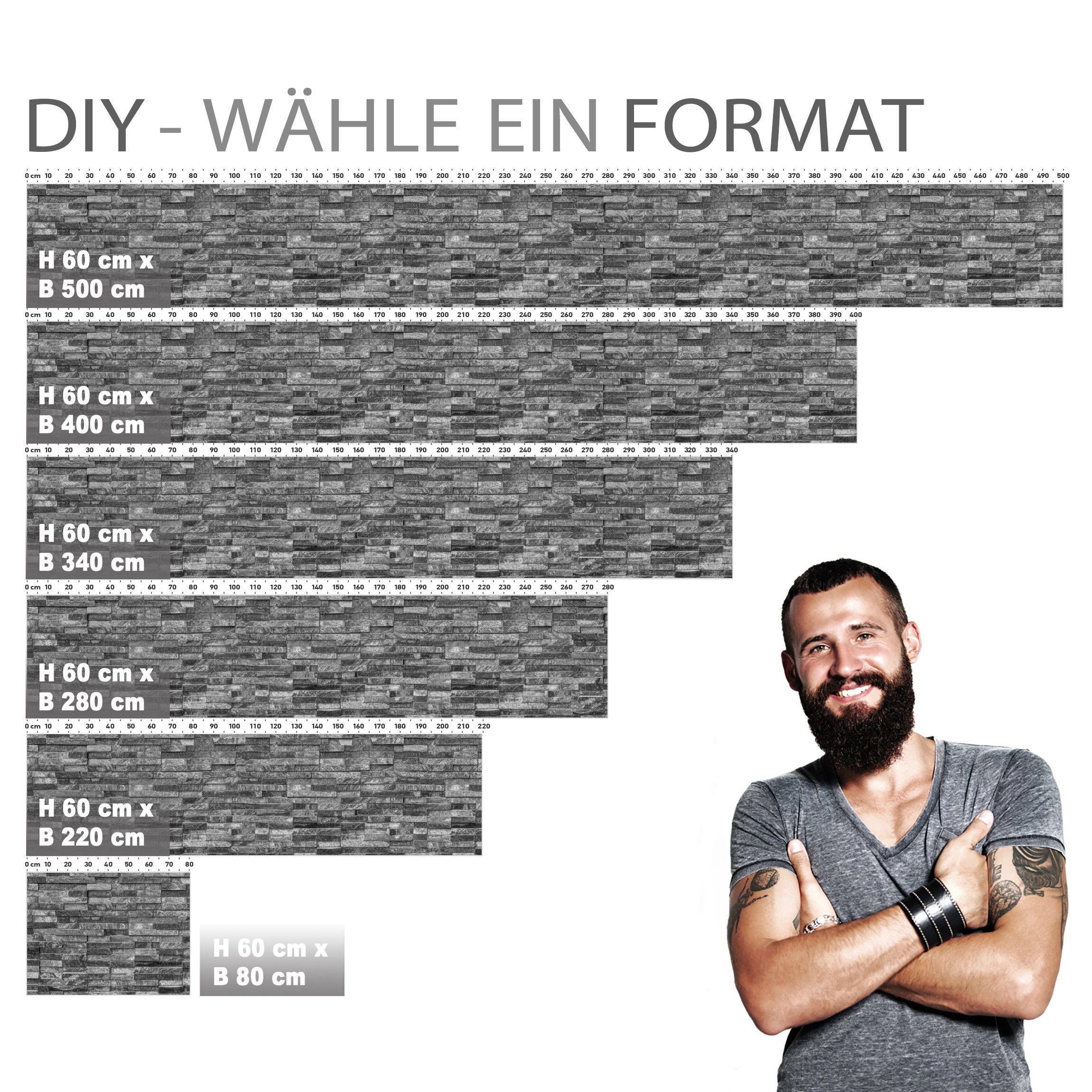 Stickerprofis Küchenrückwand STEINWAND LUXURY (Matt-Finish), (Premium), 1,5mm, selbstklebend, hält auf besonders vielen Öberflächen