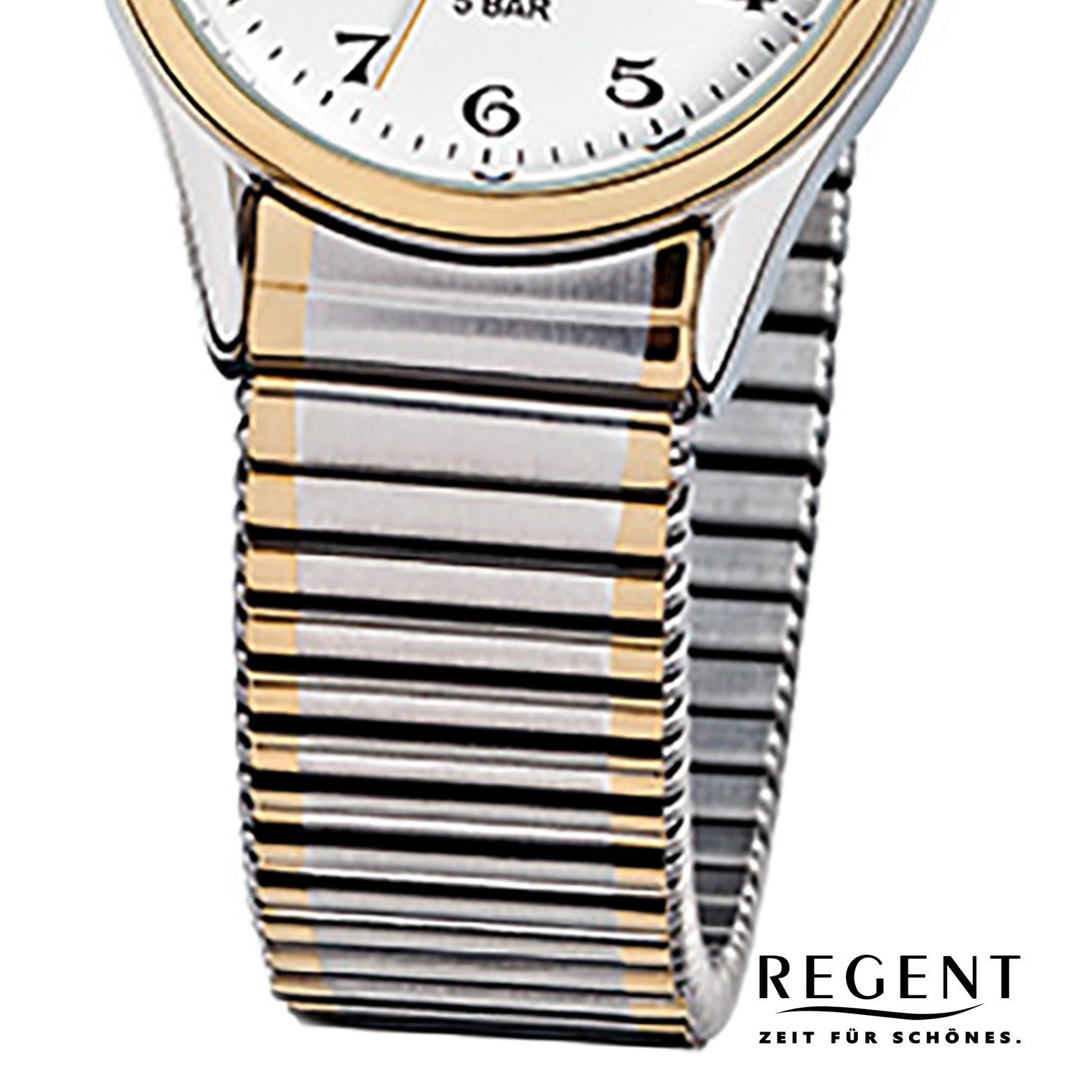 Herren-Armbanduhr 29mm), Herren Damen, Regent ionenplattiert (ca. Armbanduhr Quarzuhr silber Regent gold, rund, Edelstahl, Damen