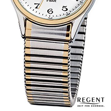 Regent Quarzuhr Regent Damen Herren-Armbanduhr silber gold, (Analoguhr), Damen, Herren Armbanduhr rund, (ca. 29mm), Edelstahl, ionenplattiert