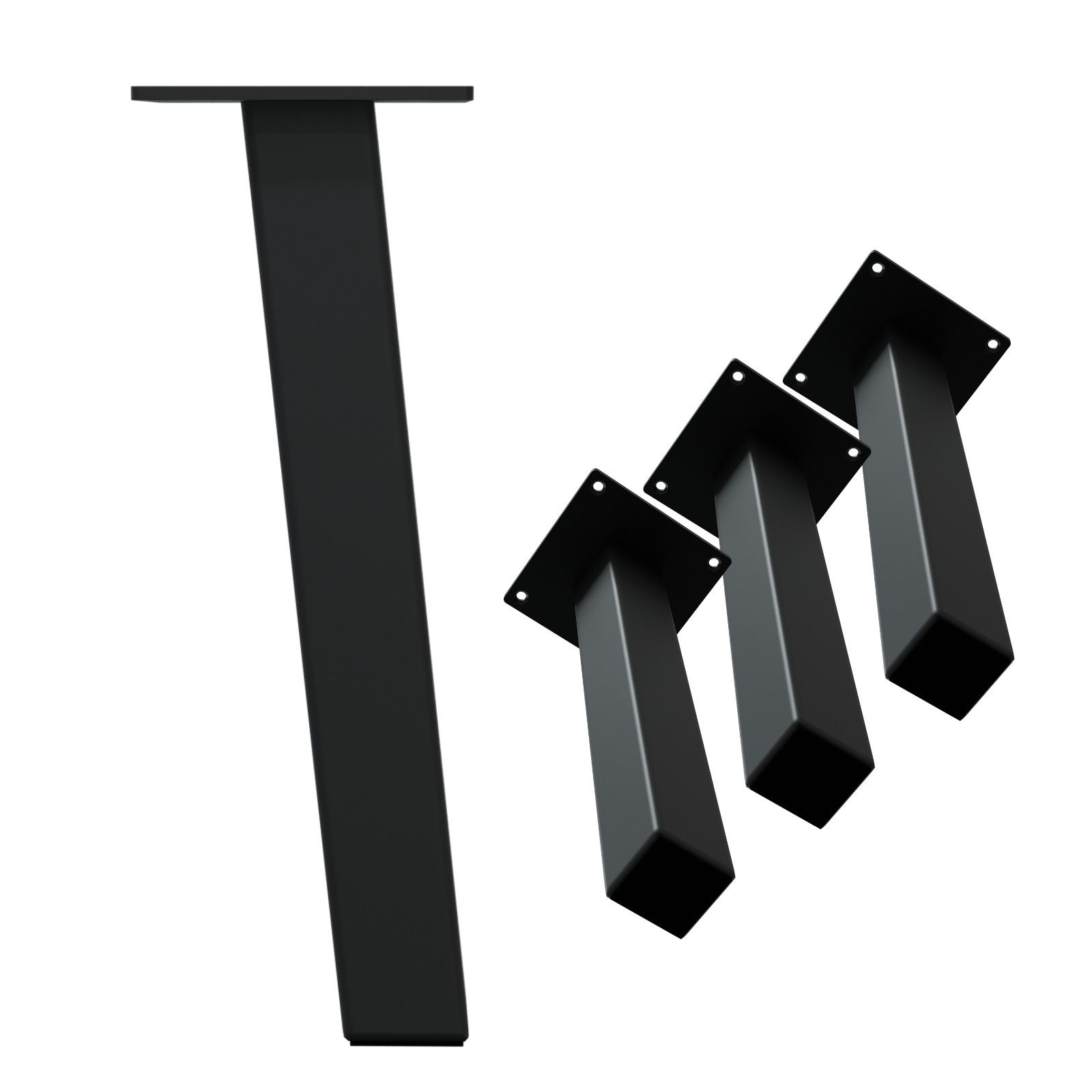 Tischbein Set 4 Stück Möbelfuß schräg 96° Stahl schwarz 4x4cm 30cm Couchtischban