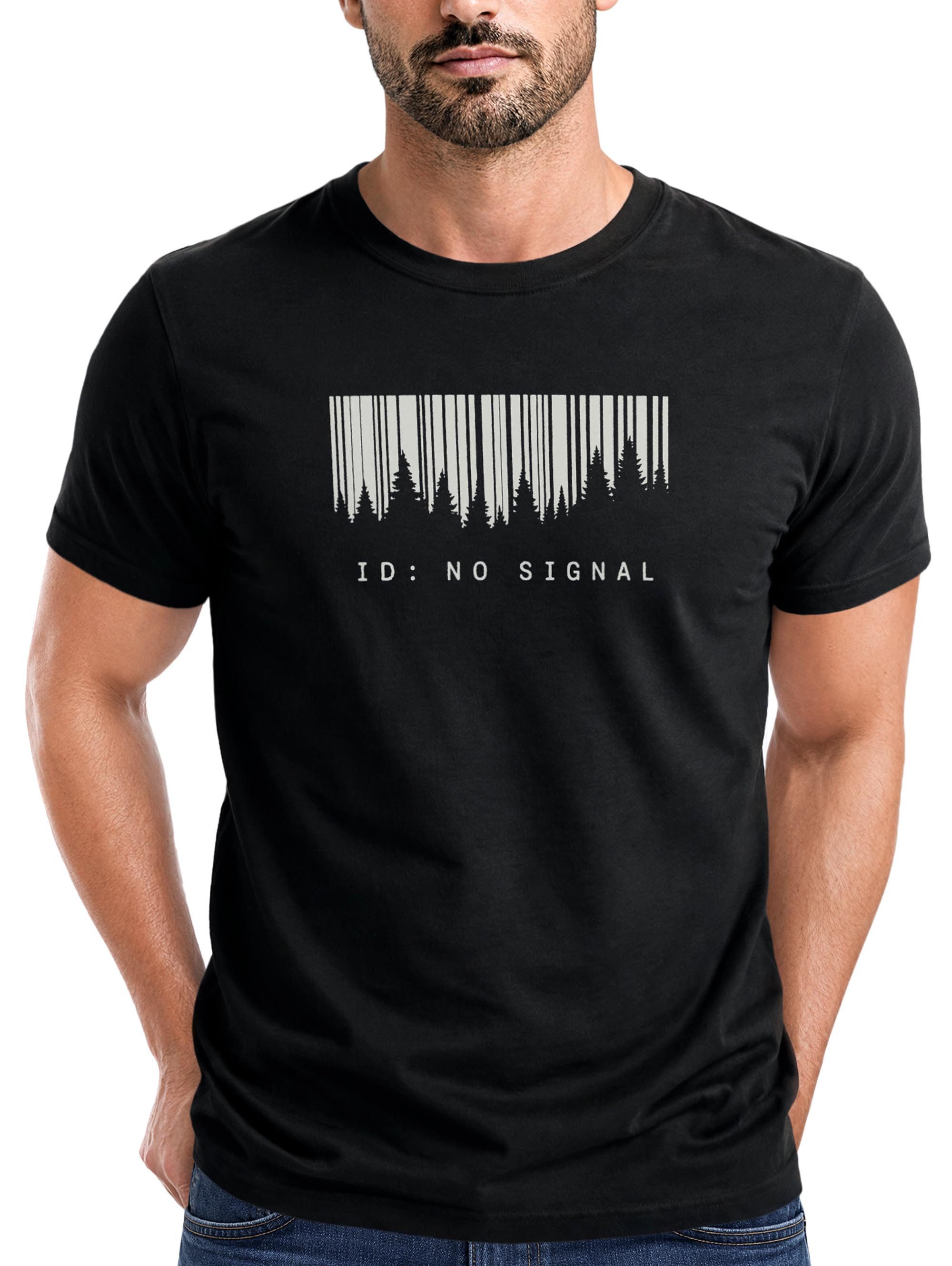 Neverless Print-Shirt Herren T-Shirt Frontprint - Outdoor Design No Signal - Baumwollshirt mit Print