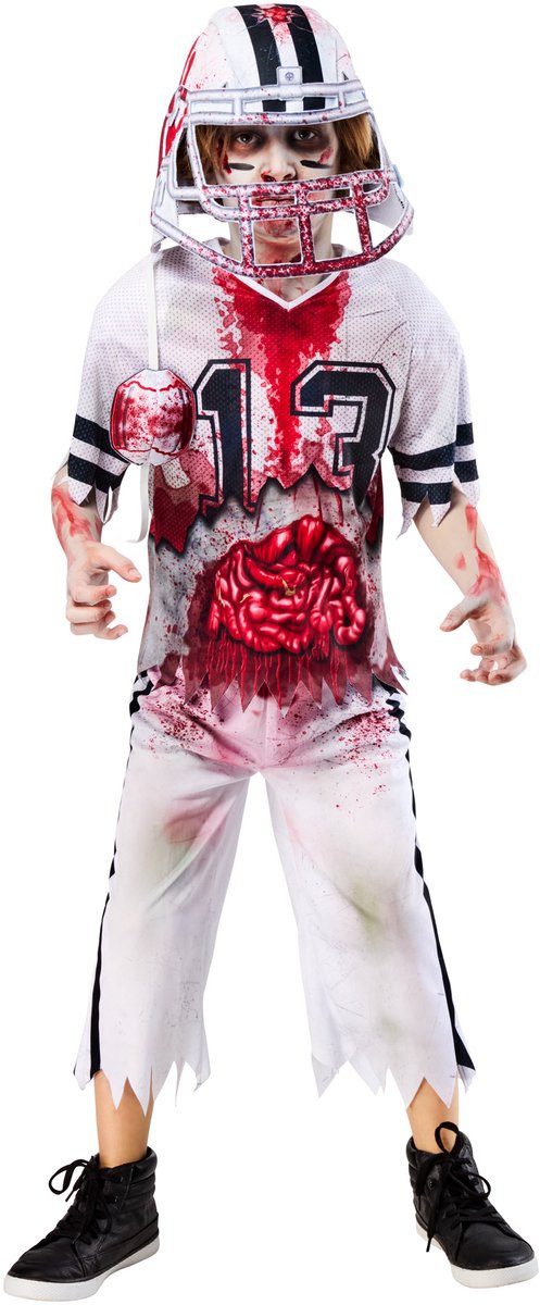 Zombie Zombie-Kostüm American Footballer Kostüm für Kinder 9-10 Jahre, CE-Kennzeichnung sichtbar
