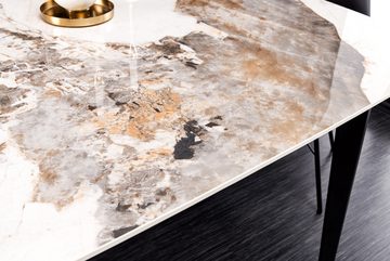 riess-ambiente Esstisch MILANO 160cm weiß marmoriert / schwarz (Einzelartikel, 1-St), Keramik · Naturstein-Design · Metall · bis 6 Personen · Modern