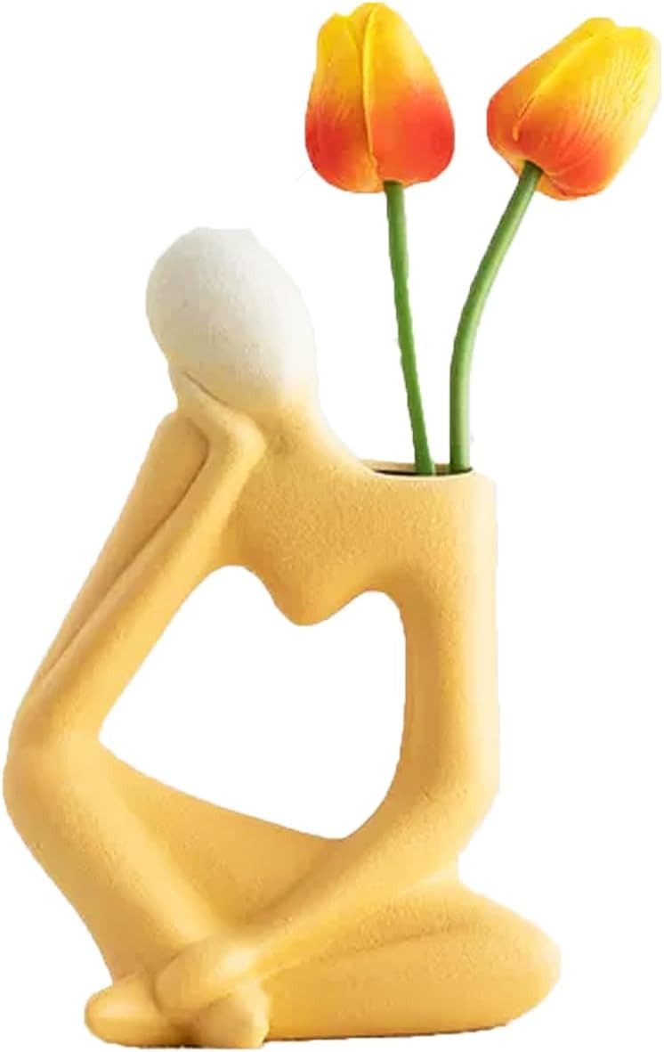 zggzerg Dekovase Keramik Vasen Deko Blumenvase Tischdeko Denker Modern Vase günstig online kaufen