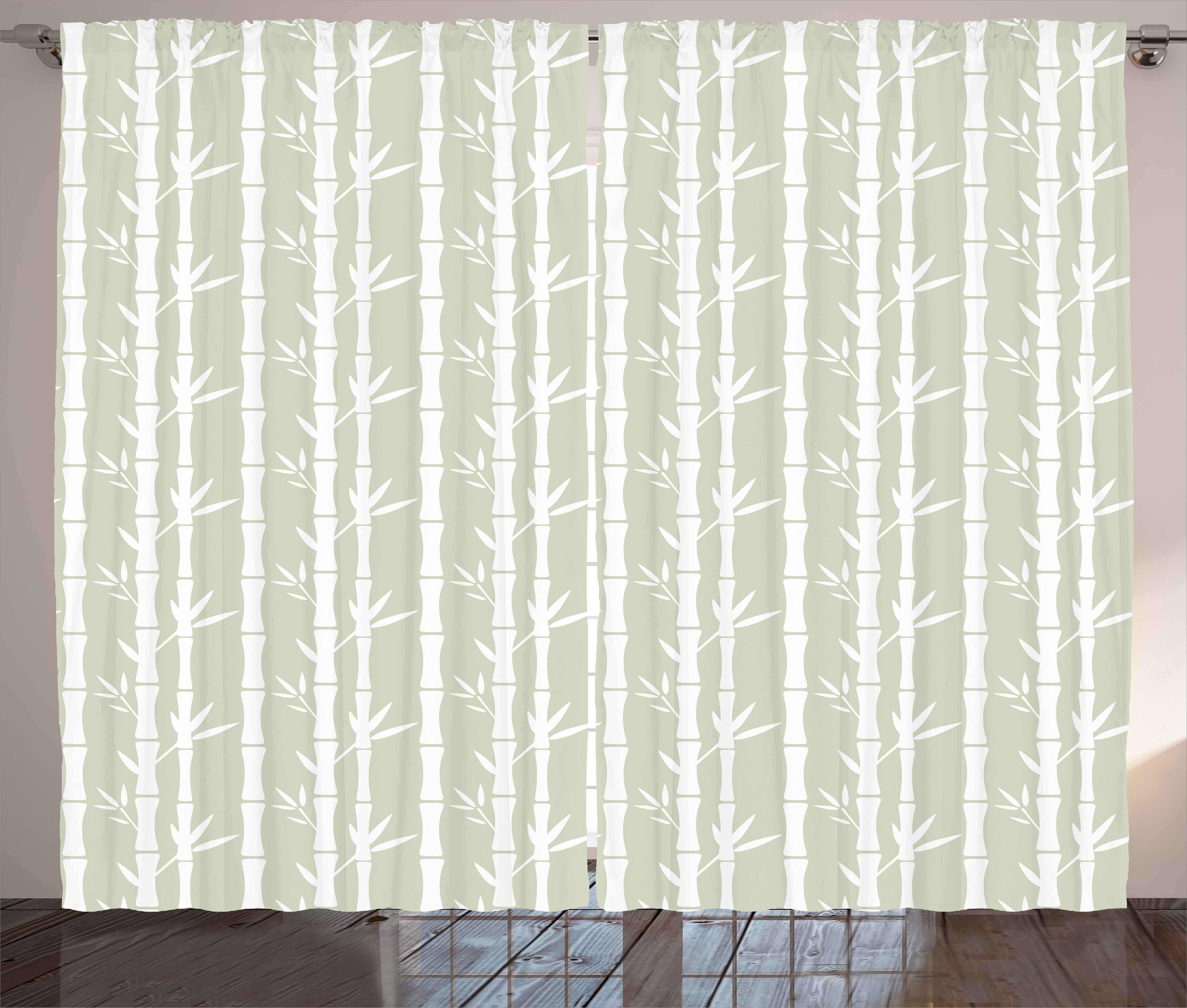 Gardine Schlafzimmer Kräuselband Vorhang Bambus Abakuhaus, Haken, Blätter Tropisch Schlaufen mit Zweige und