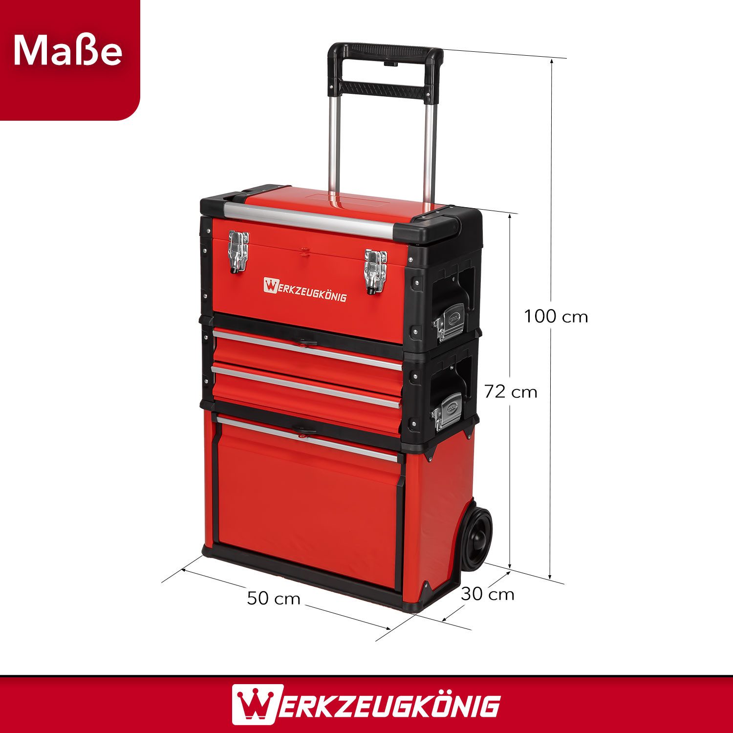 Werkzeugkönig Werkzeugtrolley Werkstattwagen Modulsystem leer, Module einzeln nutzbar und kombinierbar - inklusive Sortimentskoffer