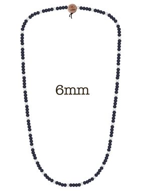 WOOD FELLAS Halsband WOOD FELLAS Hals-Schmuck stylische Holz-Kette Deluxe Pearl Necklace Mode-Schmuck Navy/Weiß