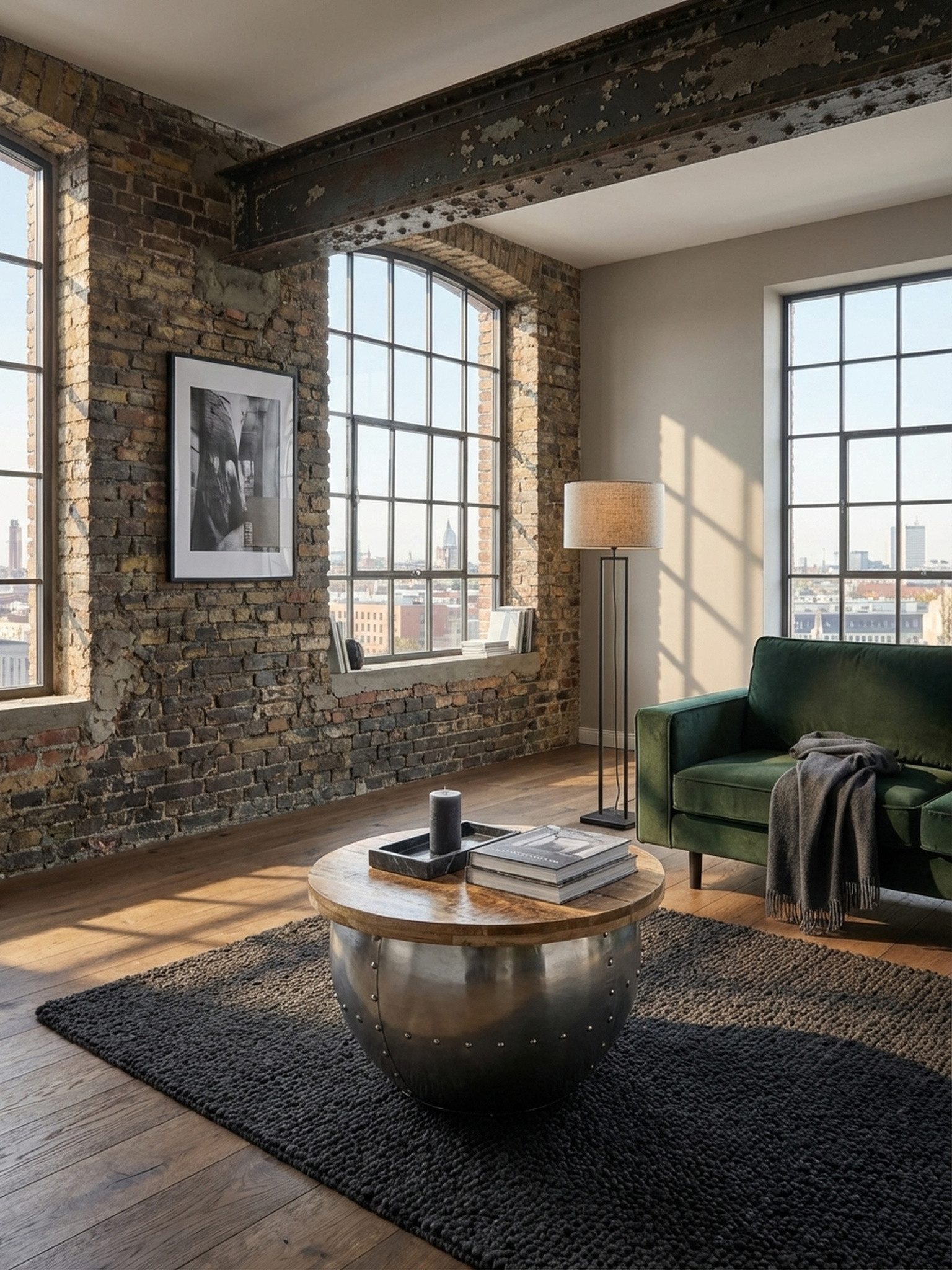 KADIMA DESIGN Couchtisch Couchtisch Mango Massivholz / Metall 60x43x60 cm Industrial Style Rund (Moderner Loungetisch Sofatisch Silber), Design Wohnzimmertisch  – Bild 2 von 5