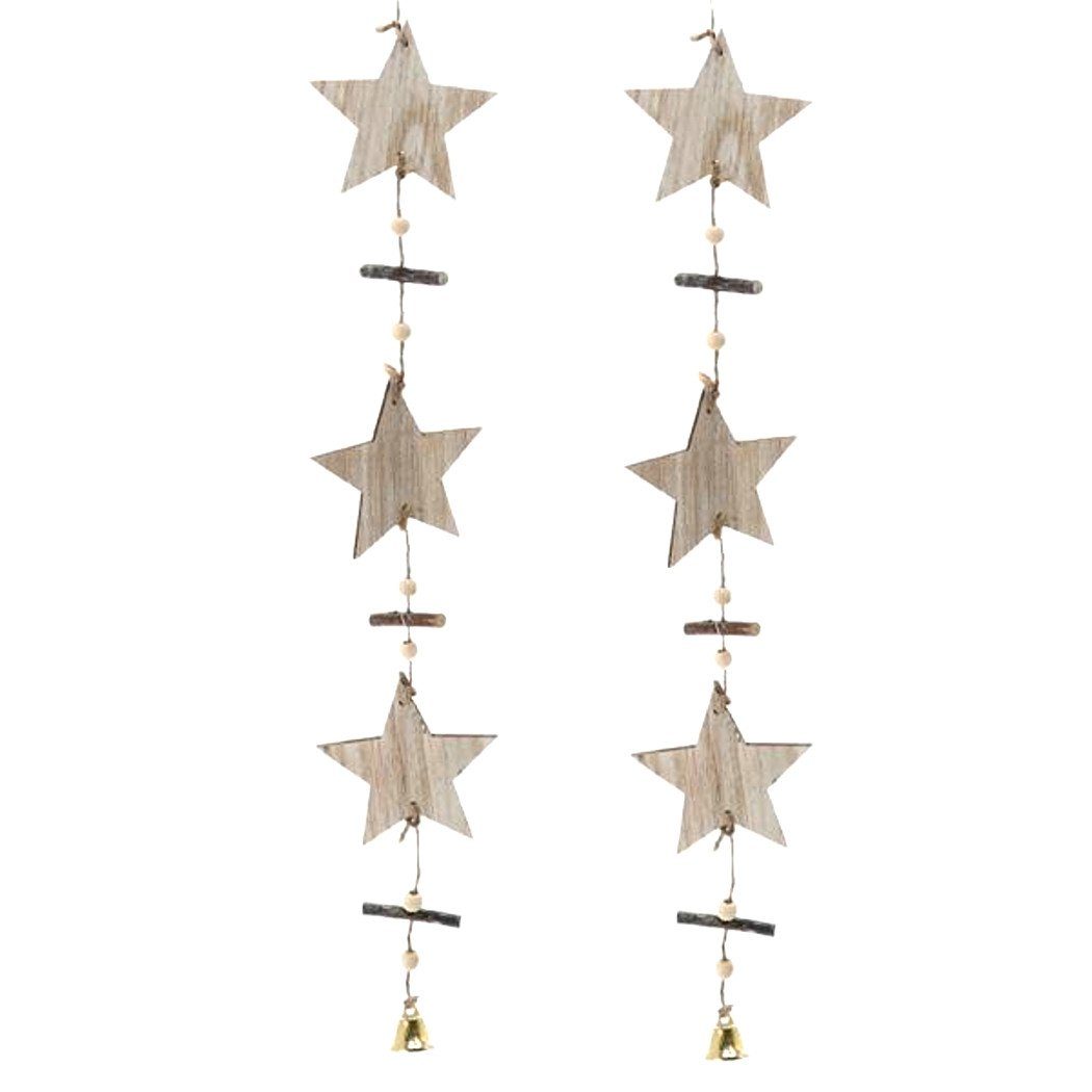 Macosa Home Dekohänger Anhänger Dekohänger Hängedekoration Fensterdeko Sterne 80 x 8,5 cm (2er Set, 2 St., Wanddeko Türdeko), Weihnachten Winter Winterdeko Weinachtsdeko