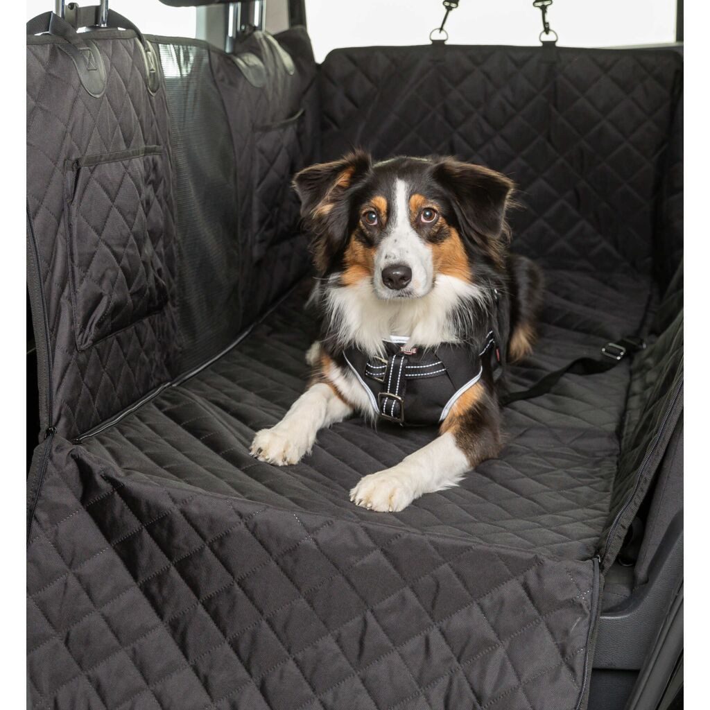 TRIXIE Trenngitter Autoschondecke mit Bodenplatte und Netzeinsatz, wasserdicht - schwarz