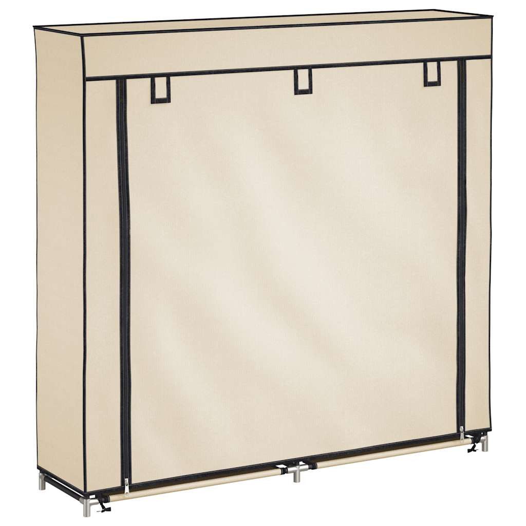 vidaXL Schuhregal Schuhschrank mit Abdeckung Cremeweiß 115 x 28 x 110 cm Stoff, 1-tlg.