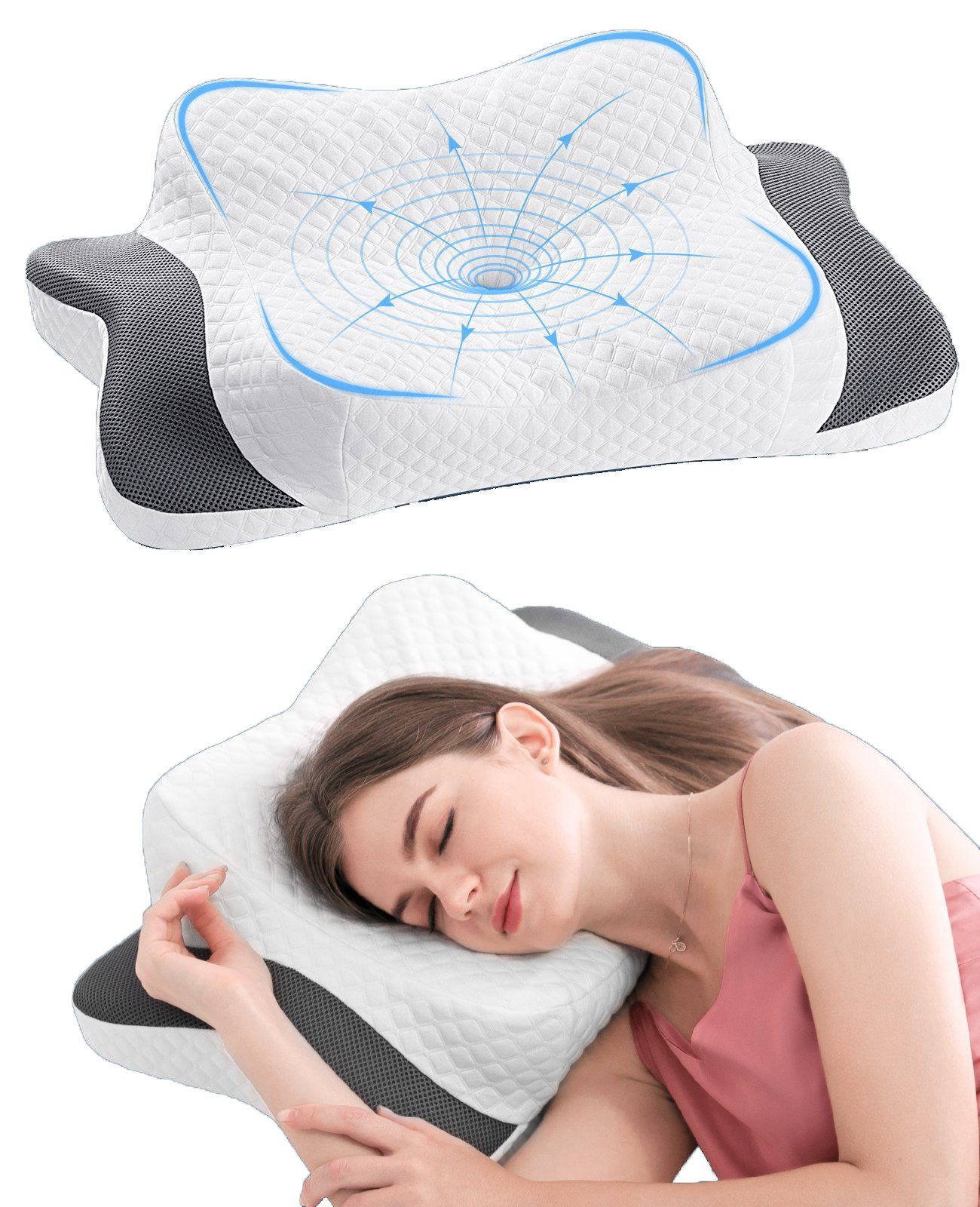 Elegear Nackenstützkissen 60X38cm Kopfkissen aus Memory Schaum, 8/12cm hohe günstig online kaufen