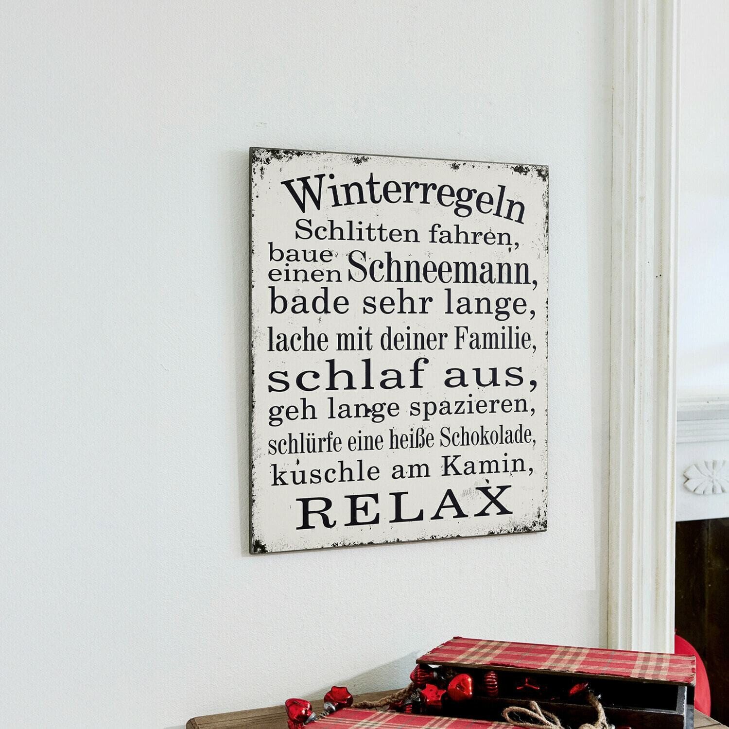 Mirabeau Weihnachtsfigur Dekoboard Winterregeln antikweiß (kein Set, kein Set)