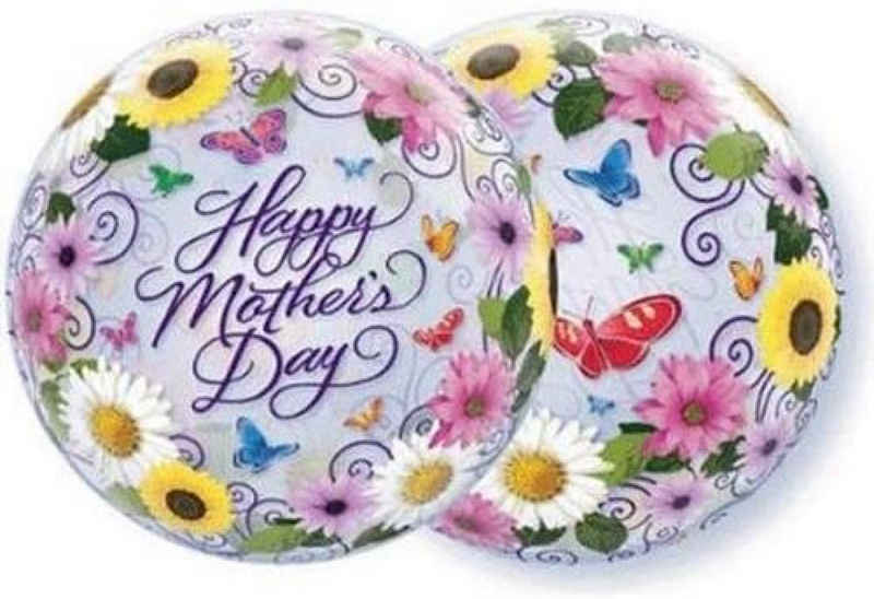 Qualatex Folienballon Bubbles 'Happy Mother's Day' bunte Blumen, transp