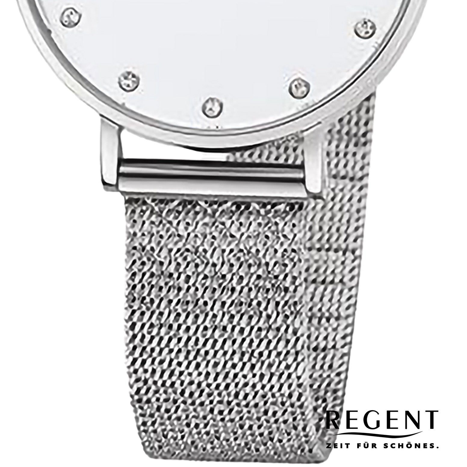 Regent Quarzuhr Regent Damen Armbanduhr Analog, (Analoguhr), Damen Armbanduhr rund, extra groß (ca. 32mm), Metallarmband