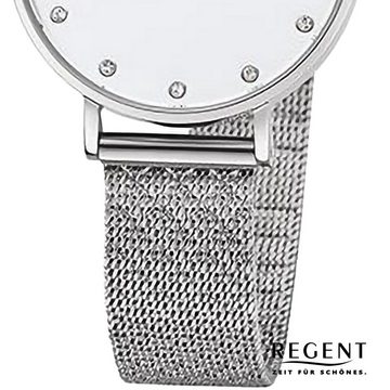 Regent Quarzuhr Regent Damen Armbanduhr Analog, Damen Armbanduhr rund, extra groß (ca. 32mm), Metallarmband