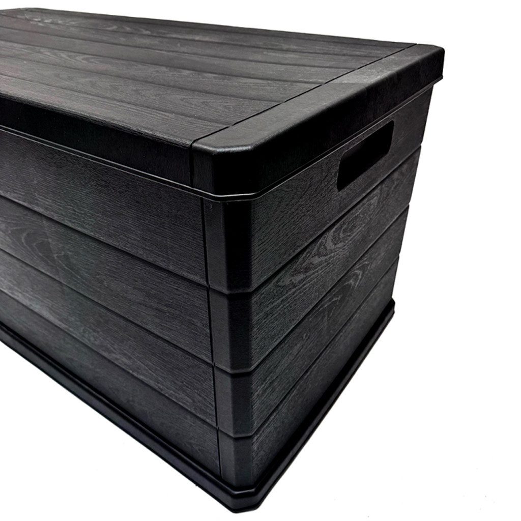 Kreher Kissenbox XXL mit 340 Liter Fassungsvermögen in Holz Optik (Anthrazit)