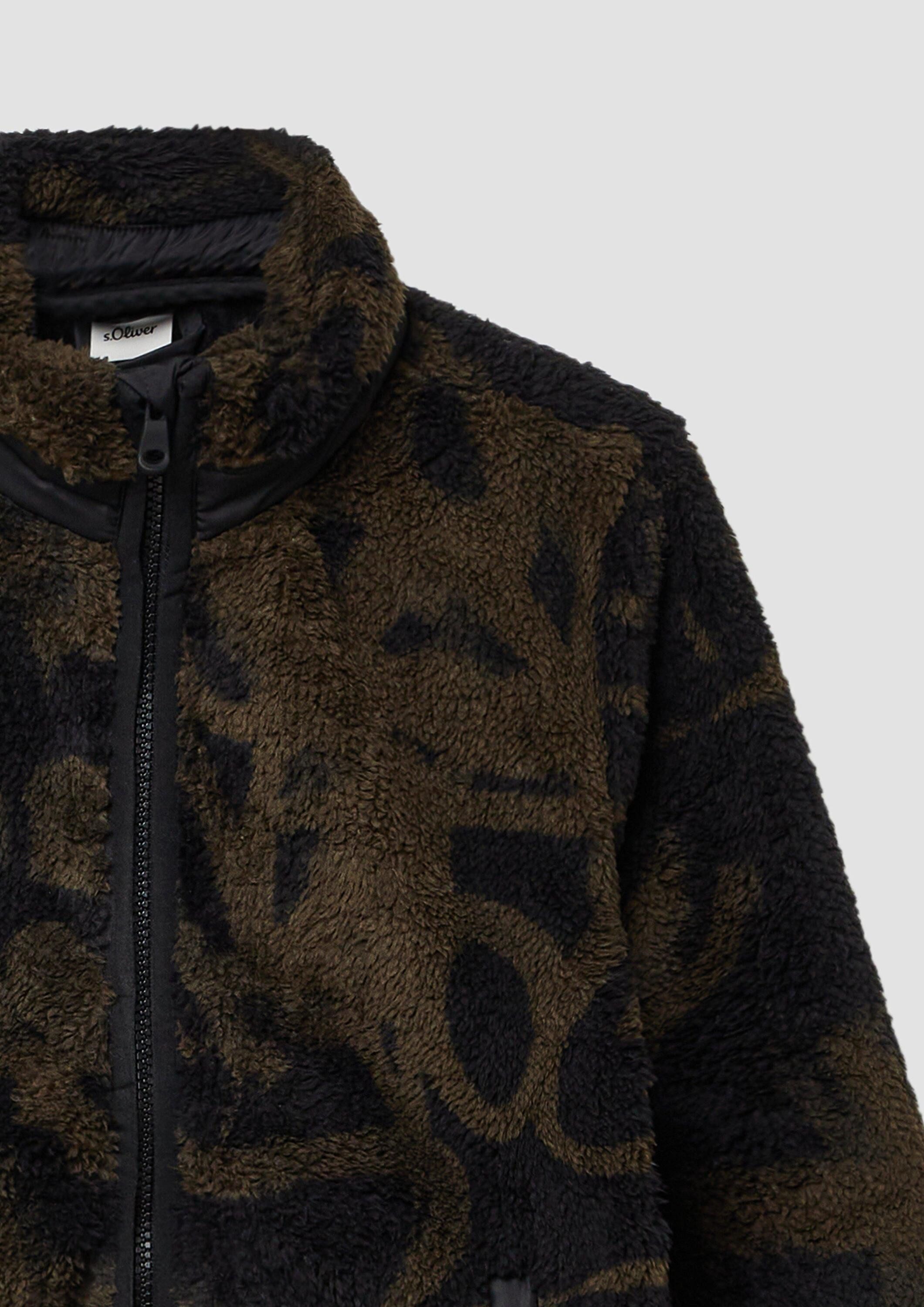 s.Oliver Funktionsjacke Indoor-Jacke Kuschelige Teddy-Jacke mit All-over-Print