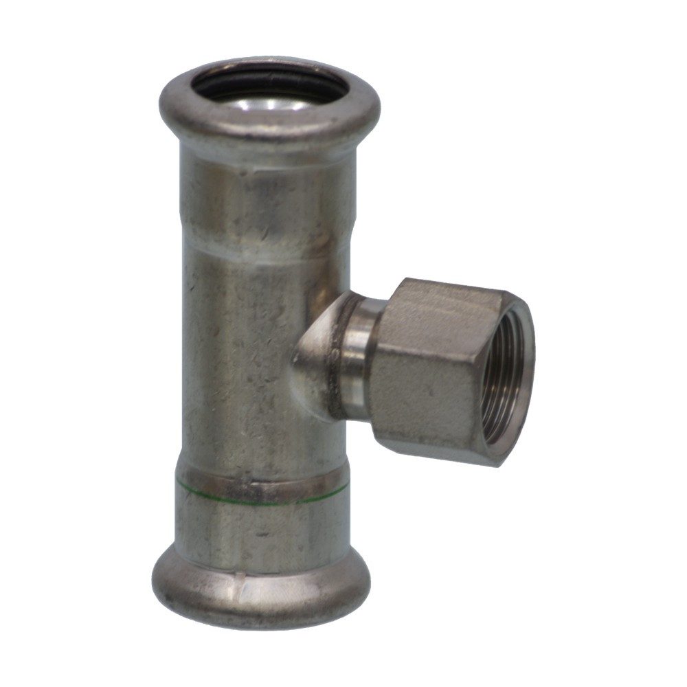 VSH Wasserrohr VSH XPress Edelstahl R2718, T-Stück mit IG, 18 mm x 3/4" x 18 mm