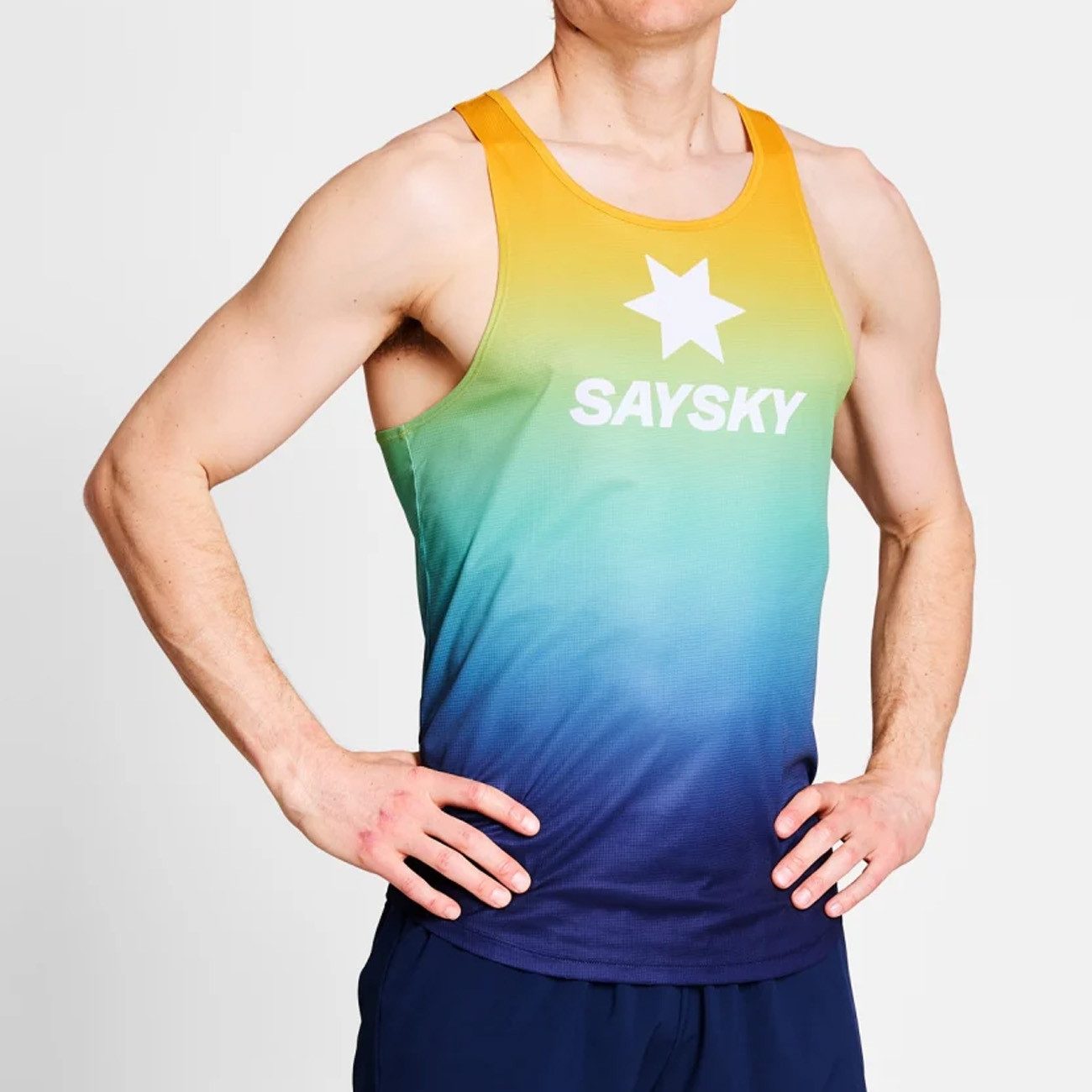 Saysky Laufshirt Saysky Drip Dye Flow Singlet Blue AOP