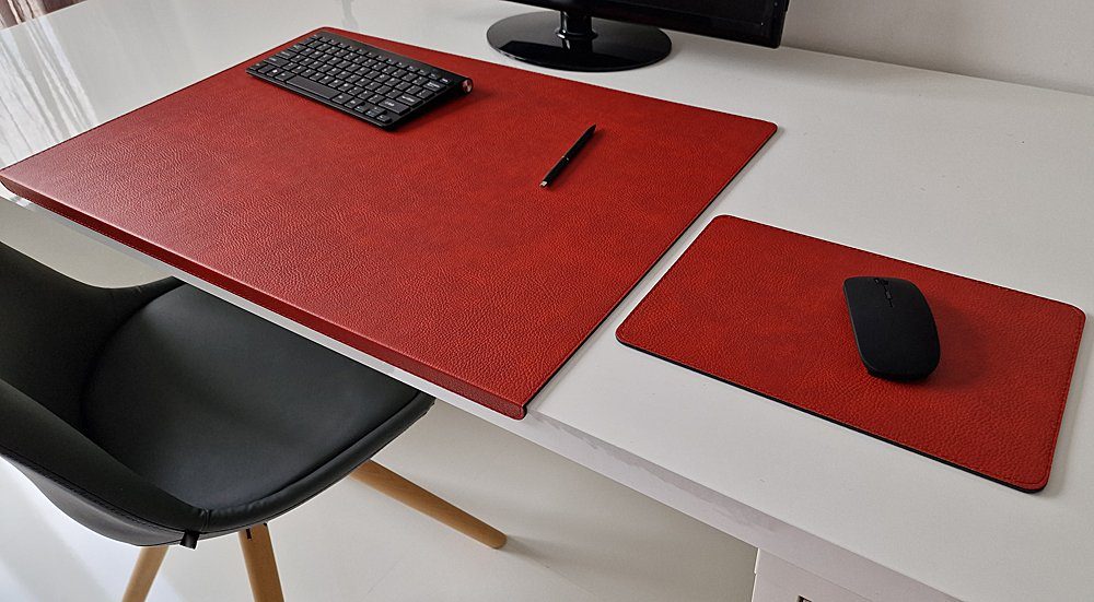 Profi Mats Schreibtischunterlage Gewinkelt mit Kantenschutz Just Kunst Leder inkl Mauspad