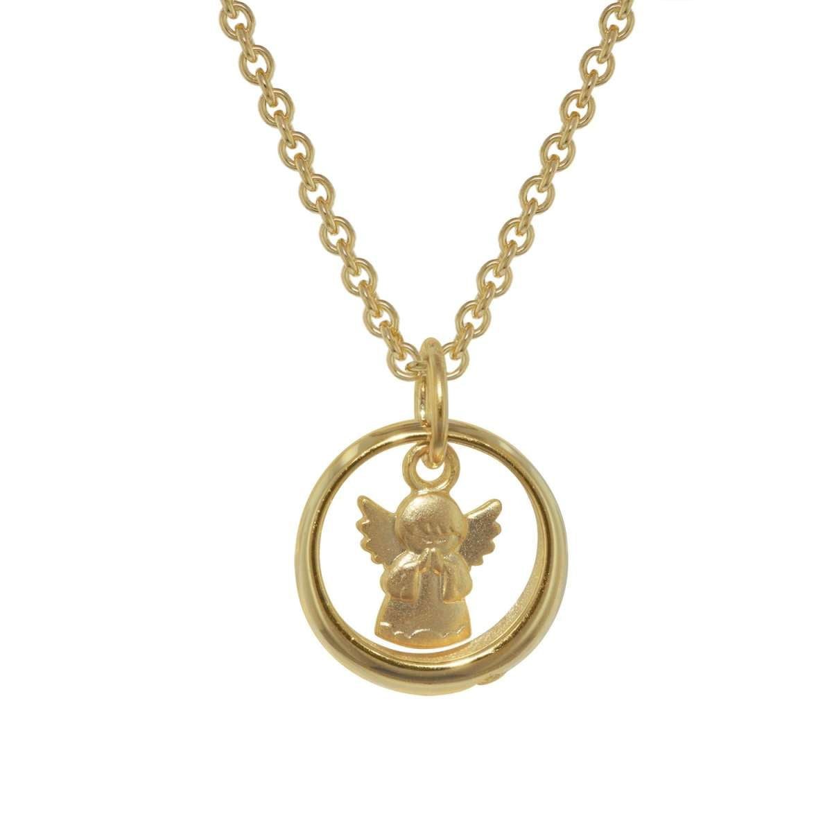 trendor Kette mit Anhänger 72931, Taufring mit Engel Gold 333 mit goldplattierter