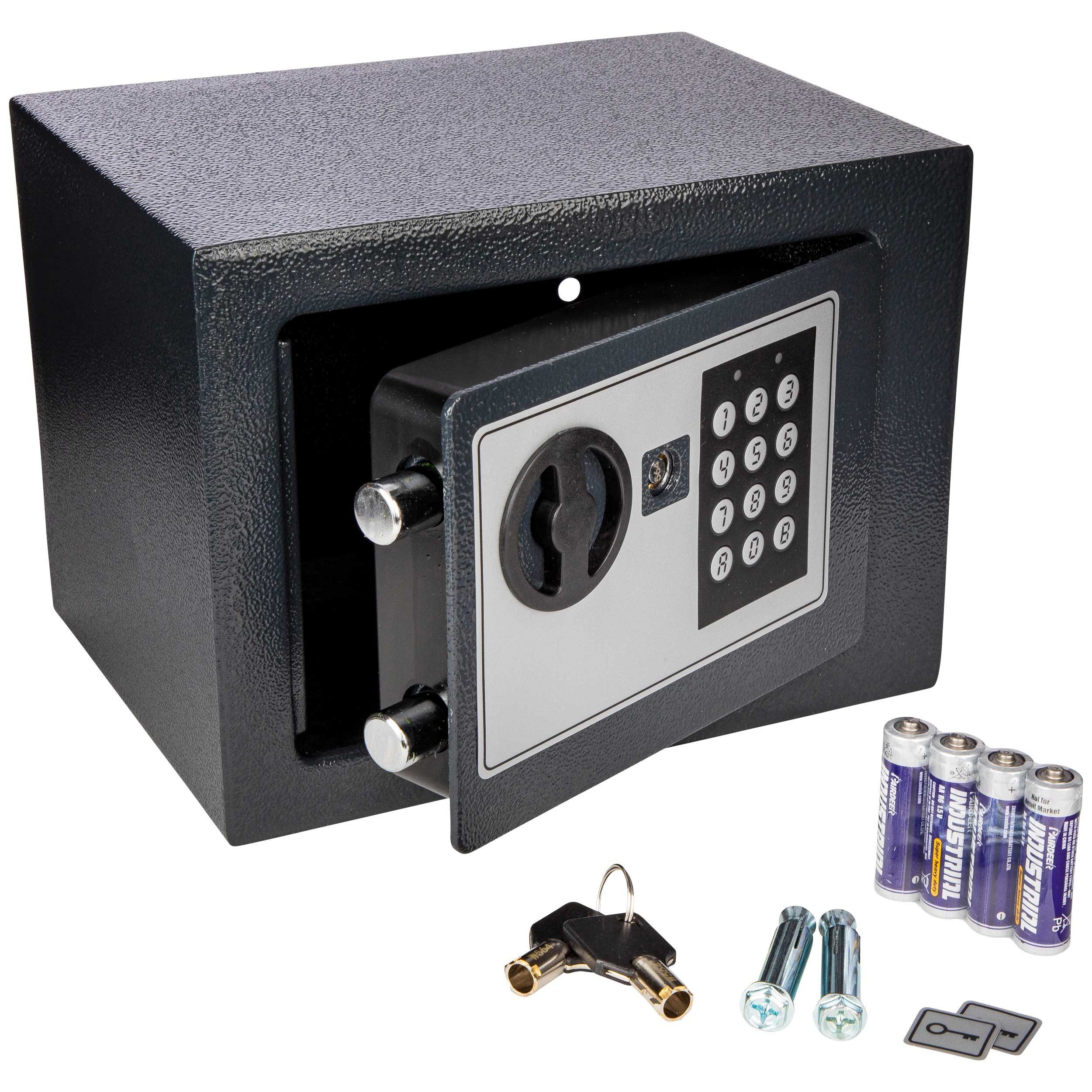 ONVAYA Tresor Mini Tresor aus Stahl, 17 x 23 x 17 cm, Möbeltresor, Safe