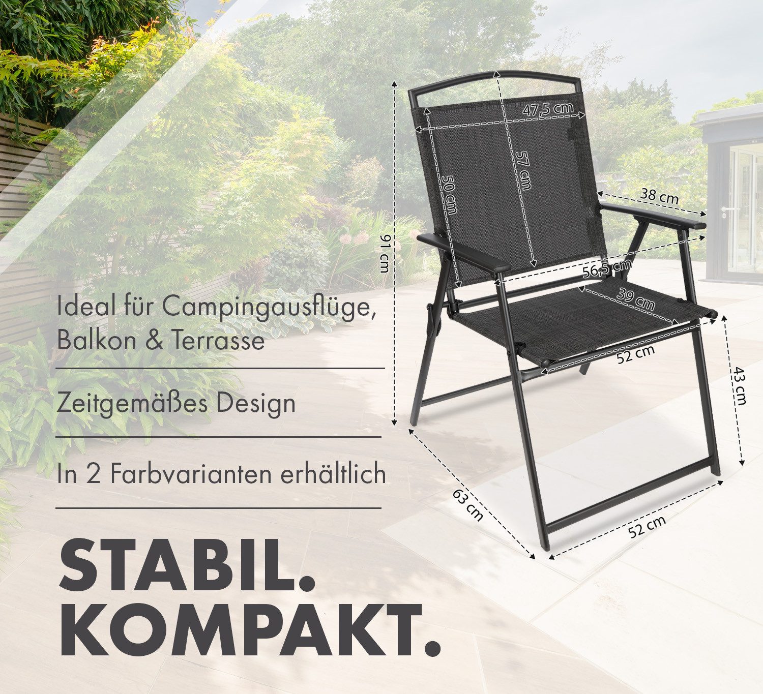 BRUBAKER Campingstuhl Bergamo - Camping Gartenstuhl günstig online kaufen