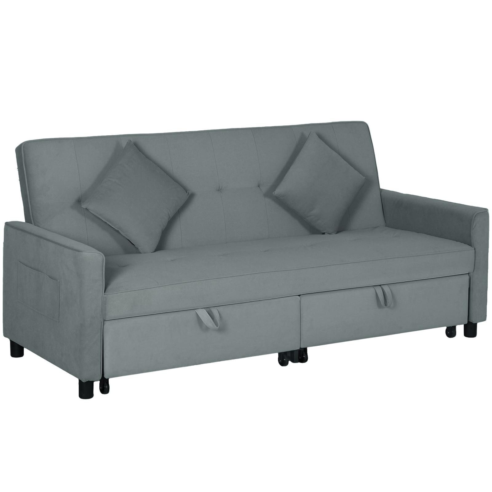 FELIXLEO Sitzbank Sofabett verstellbare 3-Sitzer-Couch mit Bettfunktion Schlafsofa Grau (1-St)