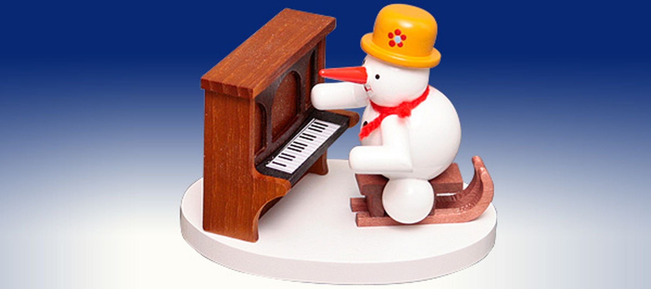 Sammelfigur Weihnachtsdekoration Schneemann am Klavier Höhe 8cm NEU
