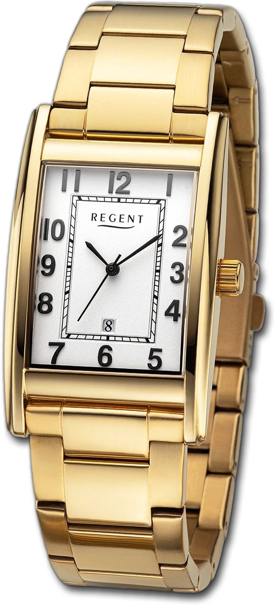 Herren Metallarmband Regent (ca. Quarzuhr 29mm) Gehäuse, Armbanduhr rundes Herrenuhr Analog, extra gold, Regent groß